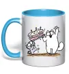 Чашка з кольоровою ручкою Simon cat and kitten торт Блакитний Чашка з кольоровою ручкою Simon cat and kitten торт Блакитний фото