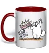 Чашка з кольоровою ручкою Simon cat and kitten торт Червоний Чашка з кольоровою ручкою Simon cat and kitten торт Червоний фото