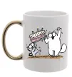 Чашка з кольоровою ручкою Simon cat and kitten торт Золото Чашка з кольоровою ручкою Simon cat and kitten торт Золото фото
