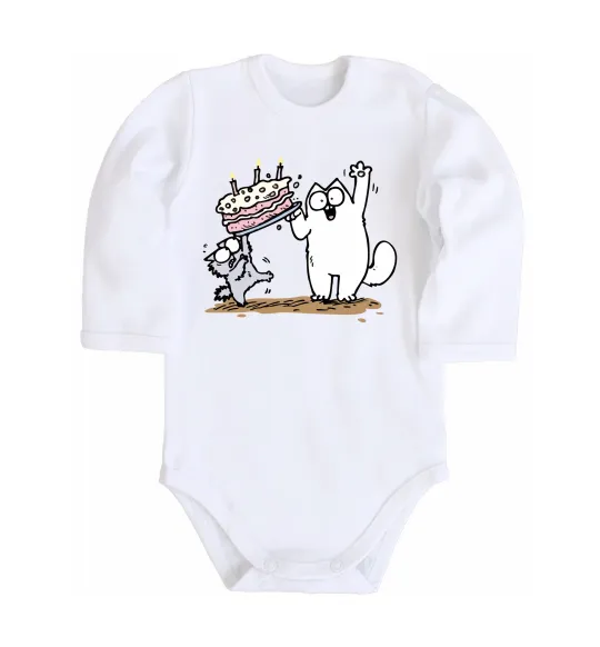 Детский боди Simon cat and kitten торт Белый фото