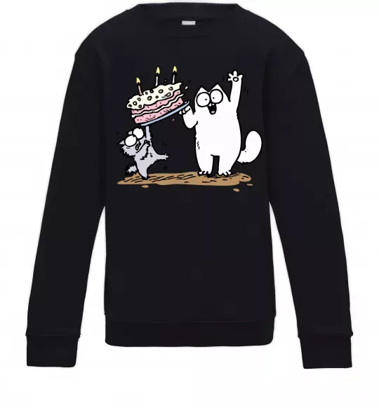 Дитячий світшот Simon cat and kitten торт Чорний фото