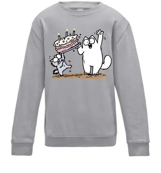 Дитячий світшот Simon cat and kitten торт Сірий меланж фото