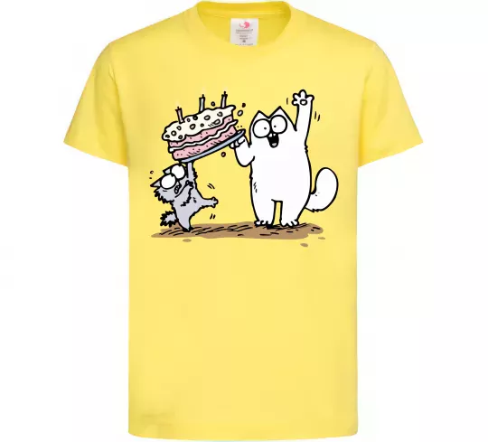 Детская футболка Simon cat and kitten торт Лимонный фото