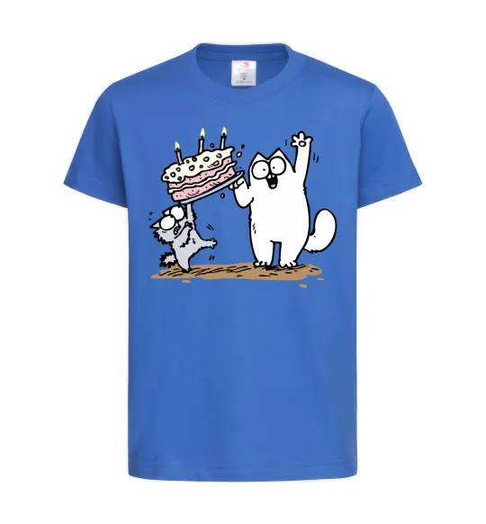 Детская футболка Simon cat and kitten торт Ярко-синий фото