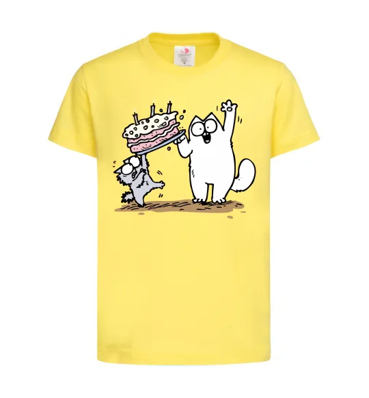 Детская футболка Simon cat and kitten торт Лимонный фото