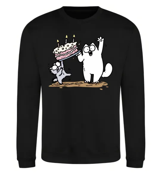 Свитшот Simon cat and kitten торт Черный фото