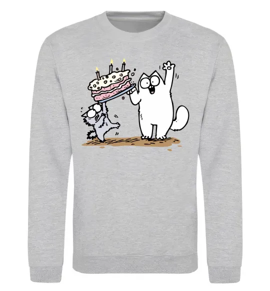 Свитшот Simon cat and kitten торт Серый меланж фото