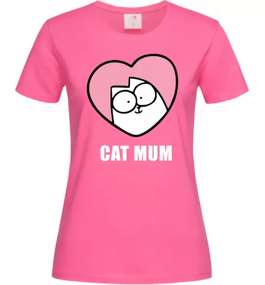 Женская футболка Cat mum Simon cat Ярко-розовый фото