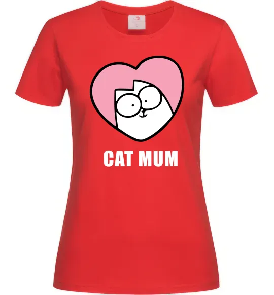Женская футболка Cat mum Simon cat Красный фото