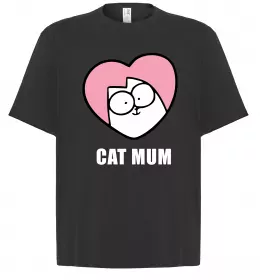 Футболка Оверсайз Cat mum Simon cat Черный фото