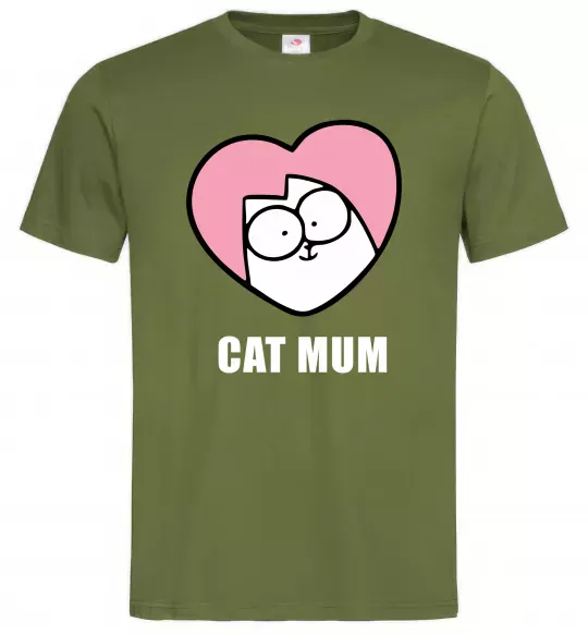 Чоловіча футболка Cat mum Simon cat Оливковий фото