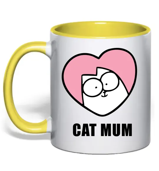 Чашка с цветной ручкой Cat mum Simon cat Солнечно желтый фото