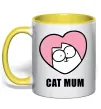 Чашка с цветной ручкой Cat mum Simon cat Солнечно желтый фото