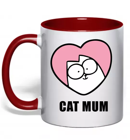 Чашка с цветной ручкой Cat mum Simon cat Красный фото