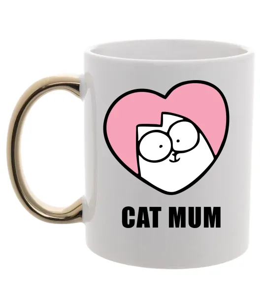 Чашка с цветной ручкой Cat mum Simon cat Золото фото