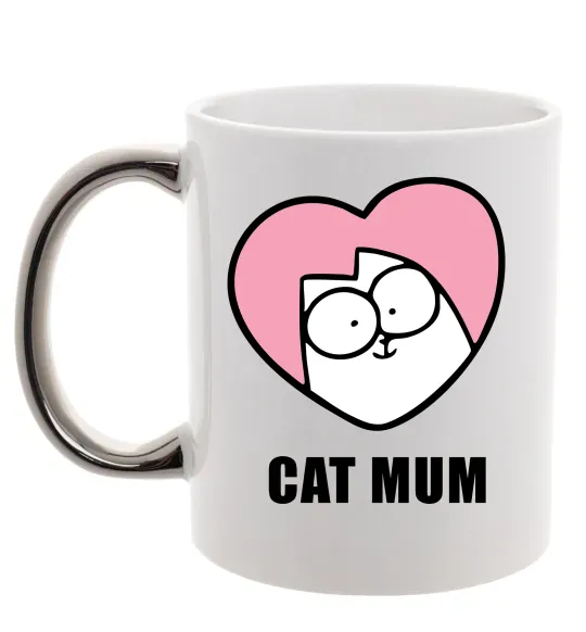 Чашка с цветной ручкой Cat mum Simon cat Серебро фото