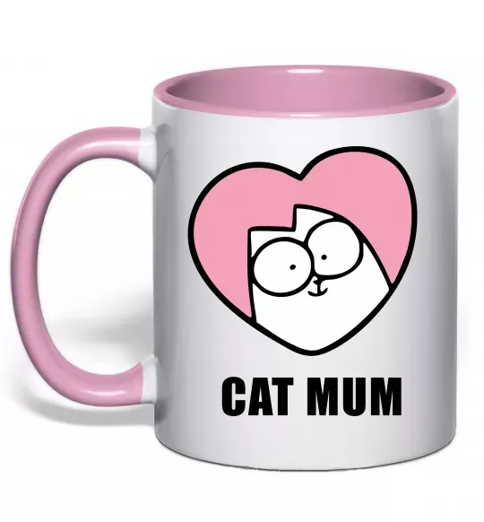 Чашка с цветной ручкой Cat mum Simon cat Нежно розовый фото
