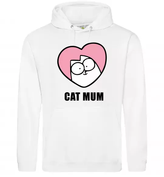Мужская толстовка (худи) Cat mum Simon cat Белый фото