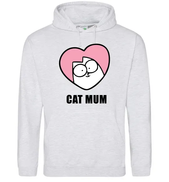Женская толстовка (худи) Cat mum Simon cat Серый меланж фото