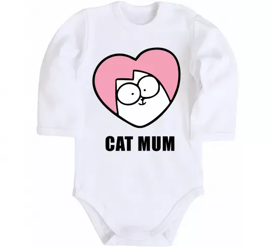 Детский боди Cat mum Simon cat Белый фото