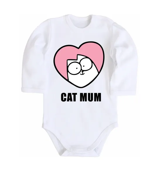 Детский боди Cat mum Simon cat Белый фото