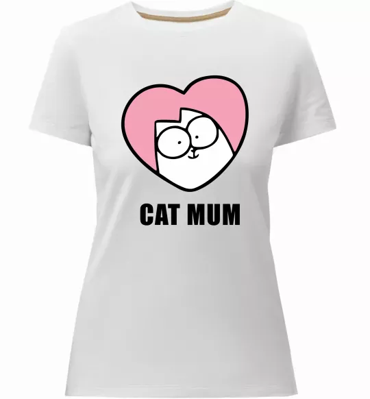 Женская премиум футболка Cat mum Simon cat Белый фото
