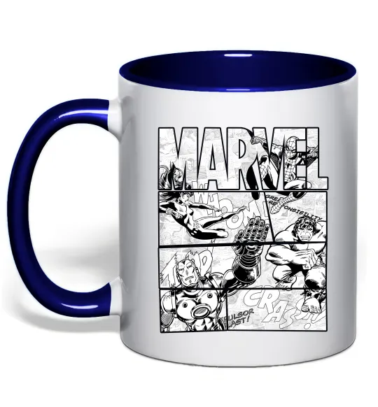 Чашка с цветной ручкой Комікс Marvel Глубокий темно-синий фото