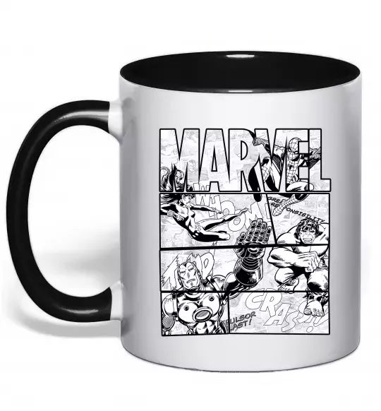 Чашка с цветной ручкой Комікс Marvel Черный фото