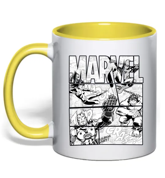 Чашка с цветной ручкой Комікс Marvel Лимонный фото