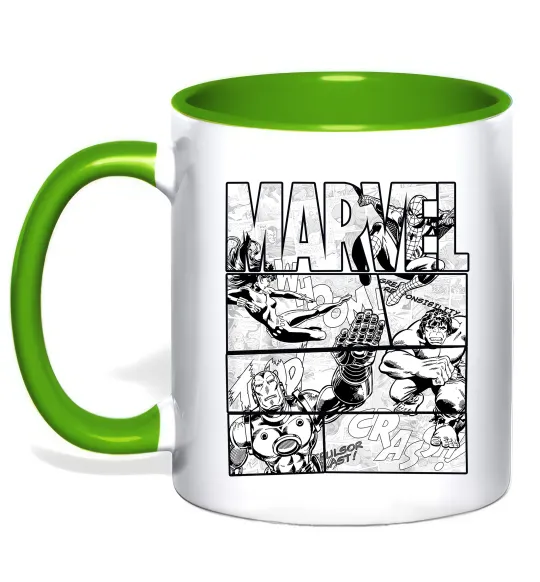 Чашка с цветной ручкой Комікс Marvel Лаймовый фото