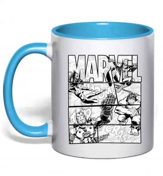 Чашка с цветной ручкой Комікс Marvel Голубой фото