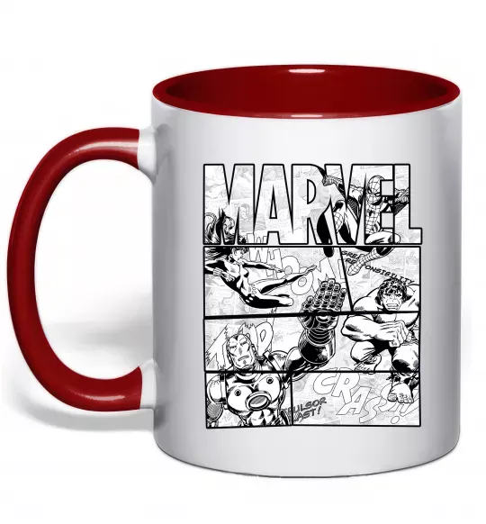 Чашка с цветной ручкой Комікс Marvel Красный фото
