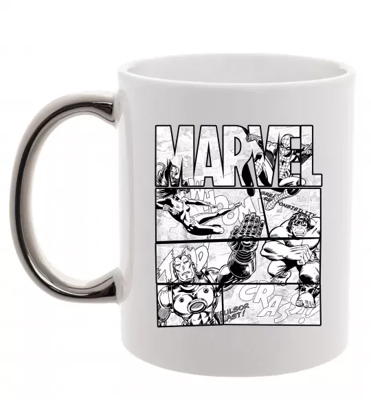 Чашка с цветной ручкой Комікс Marvel Серебро фото