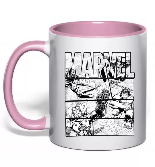 Чашка с цветной ручкой Комікс Marvel Нежно розовый фото