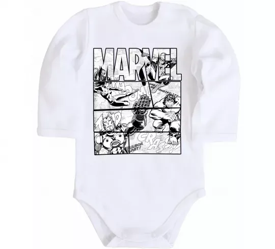 Дитячий бодік Комікс Marvel Білий фото