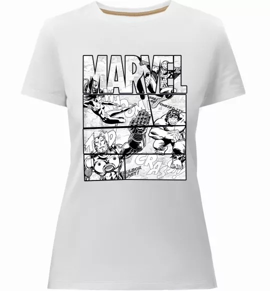 Женская премиум футболка Комікс Marvel Белый фото