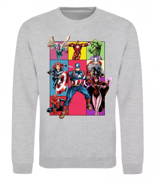 Свитшот Месники Marvel Серый меланж фото
