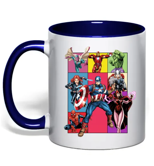 Чашка с цветной ручкой Месники Marvel Глубокий темно-синий фото