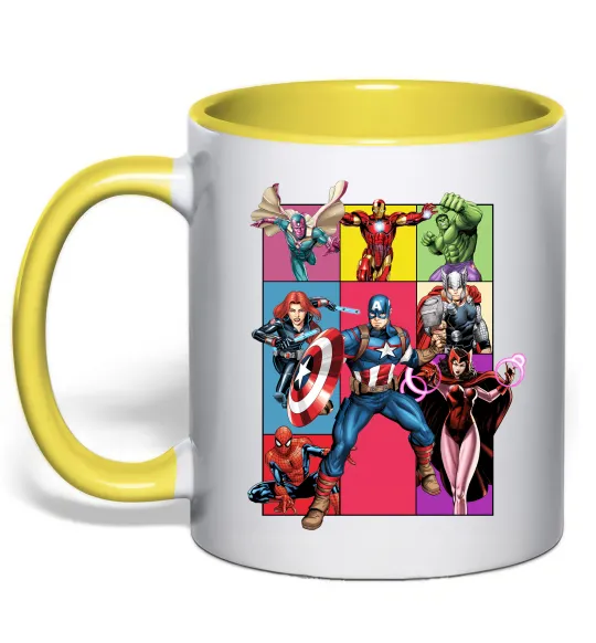 Чашка с цветной ручкой Месники Marvel Лимонный фото
