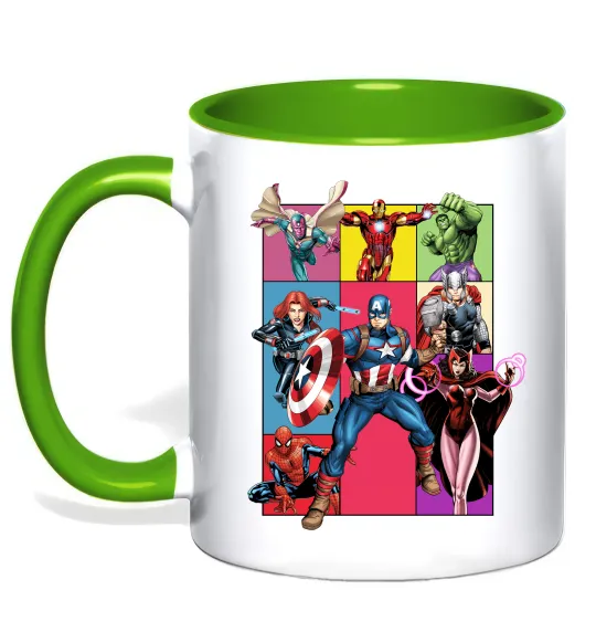 Чашка с цветной ручкой Месники Marvel Лаймовый фото
