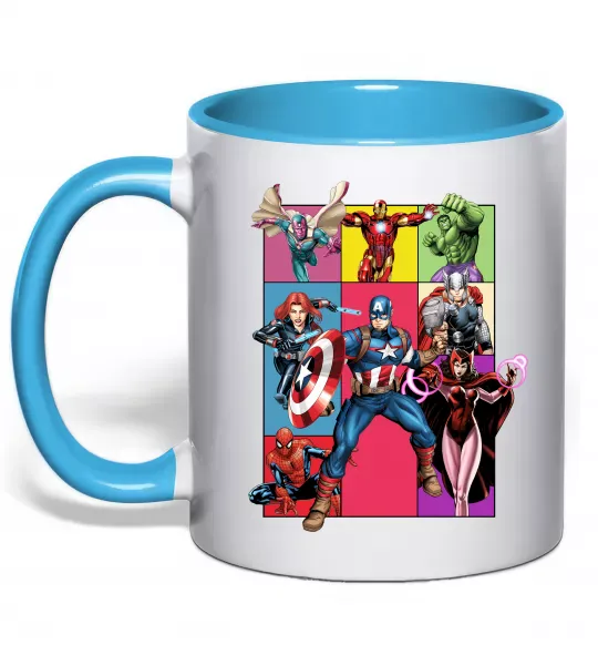 Чашка с цветной ручкой Месники Marvel Голубой фото