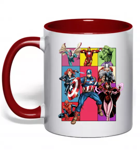 Чашка с цветной ручкой Месники Marvel Красный фото