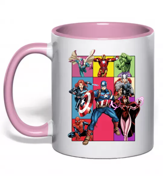 Чашка с цветной ручкой Месники Marvel Нежно розовый фото