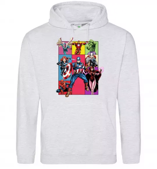 Мужская толстовка (худи) Месники Marvel Серый меланж фото