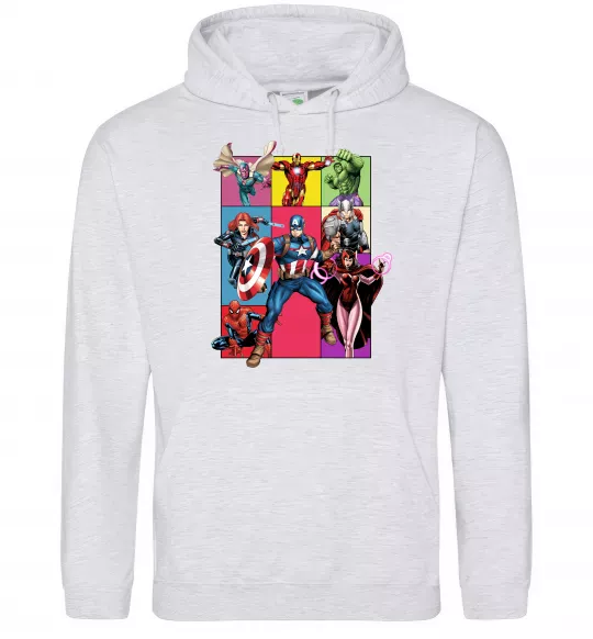 Женская толстовка (худи) Месники Marvel Серый меланж фото