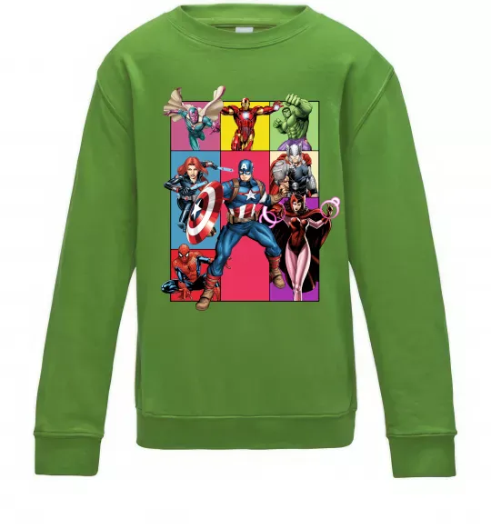 Детский Свитшот Месники Marvel Лаймовый фото