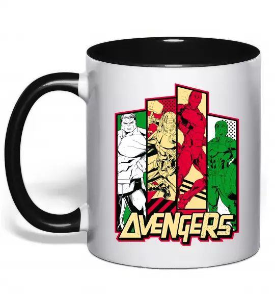 Чашка з кольоровою ручкою Marvel Avengers Чорний фото
