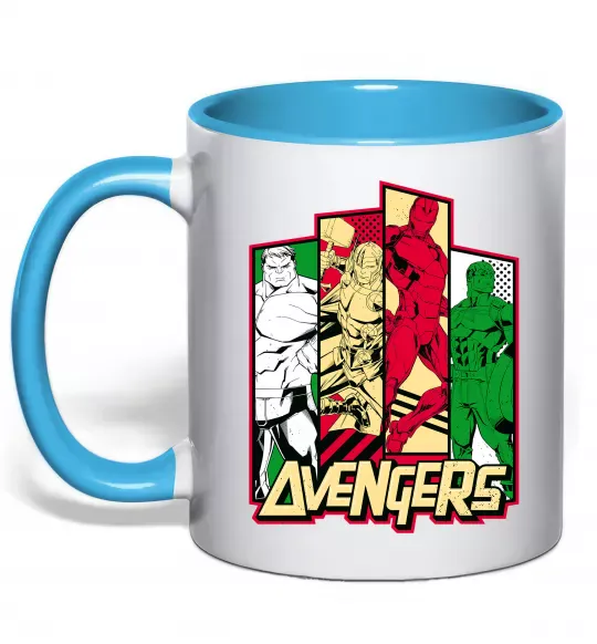 Чашка з кольоровою ручкою Marvel Avengers Блакитний фото