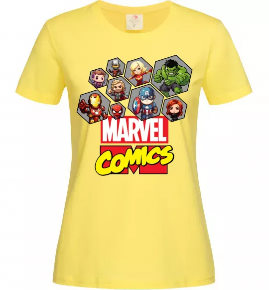 Жіноча футболка Marvel comics колаж Лимонний фото