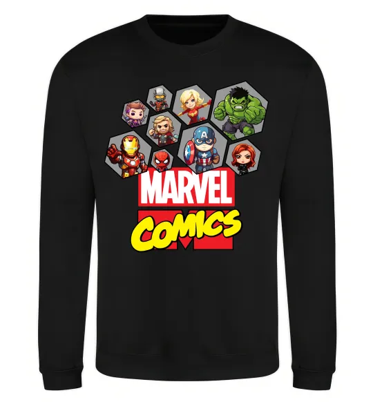 Свитшот Marvel comics колаж Черный фото